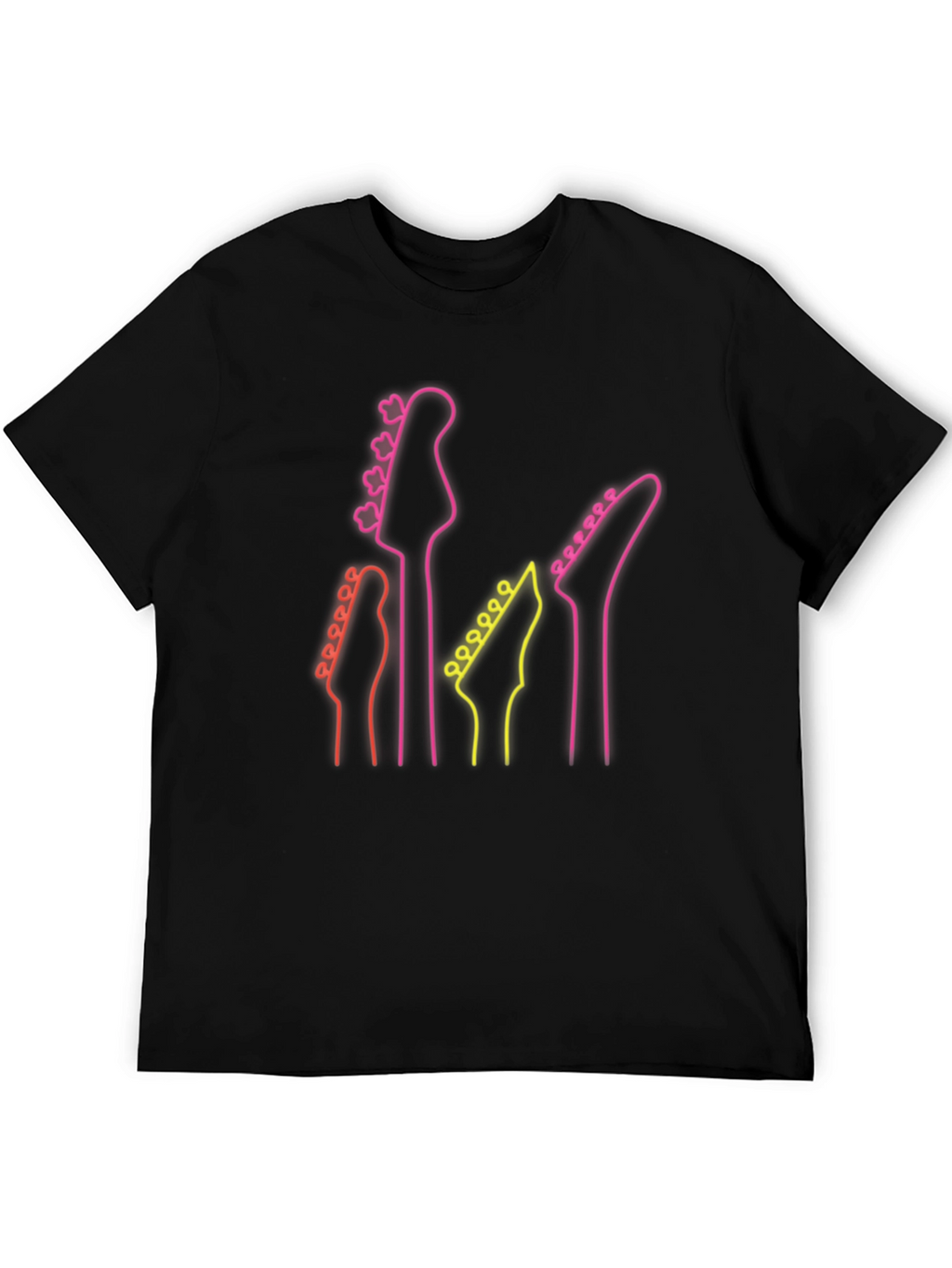 Neon Guitar Headstock T-Shirt - Music Lover Tee