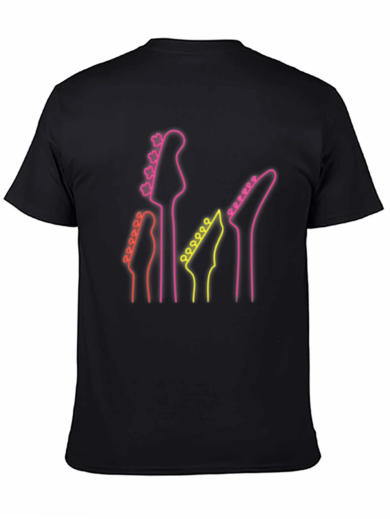 Neon Guitar Headstock T-Shirt - Music Lover Tee