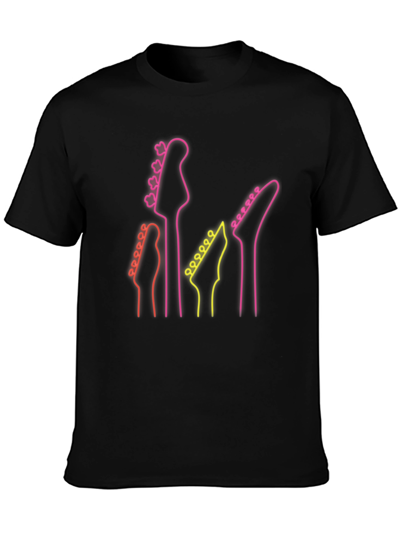 Neon Guitar Headstock T-Shirt - Music Lover Tee