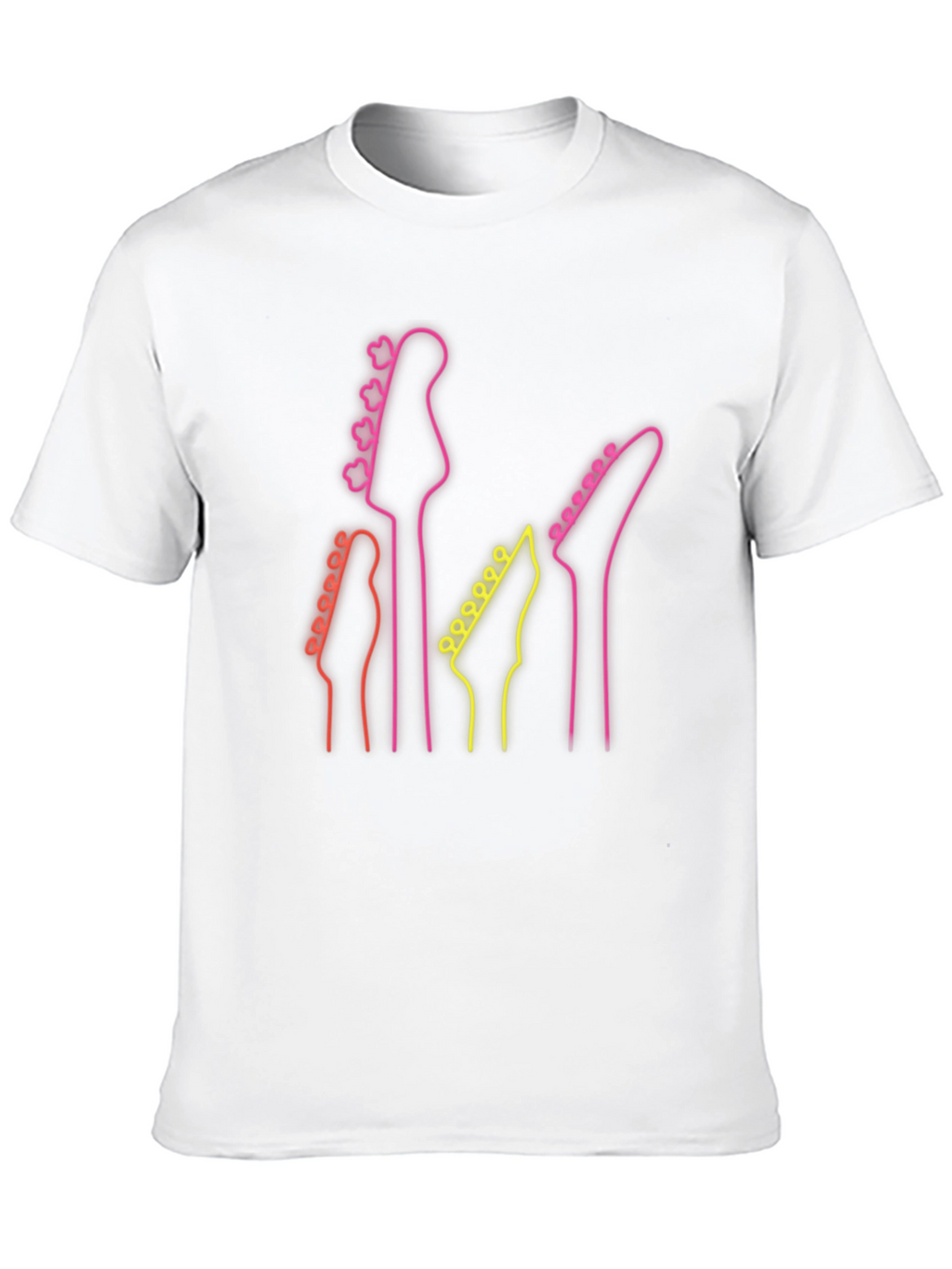 Neon Guitar Headstock T-Shirt - Music Lover Tee