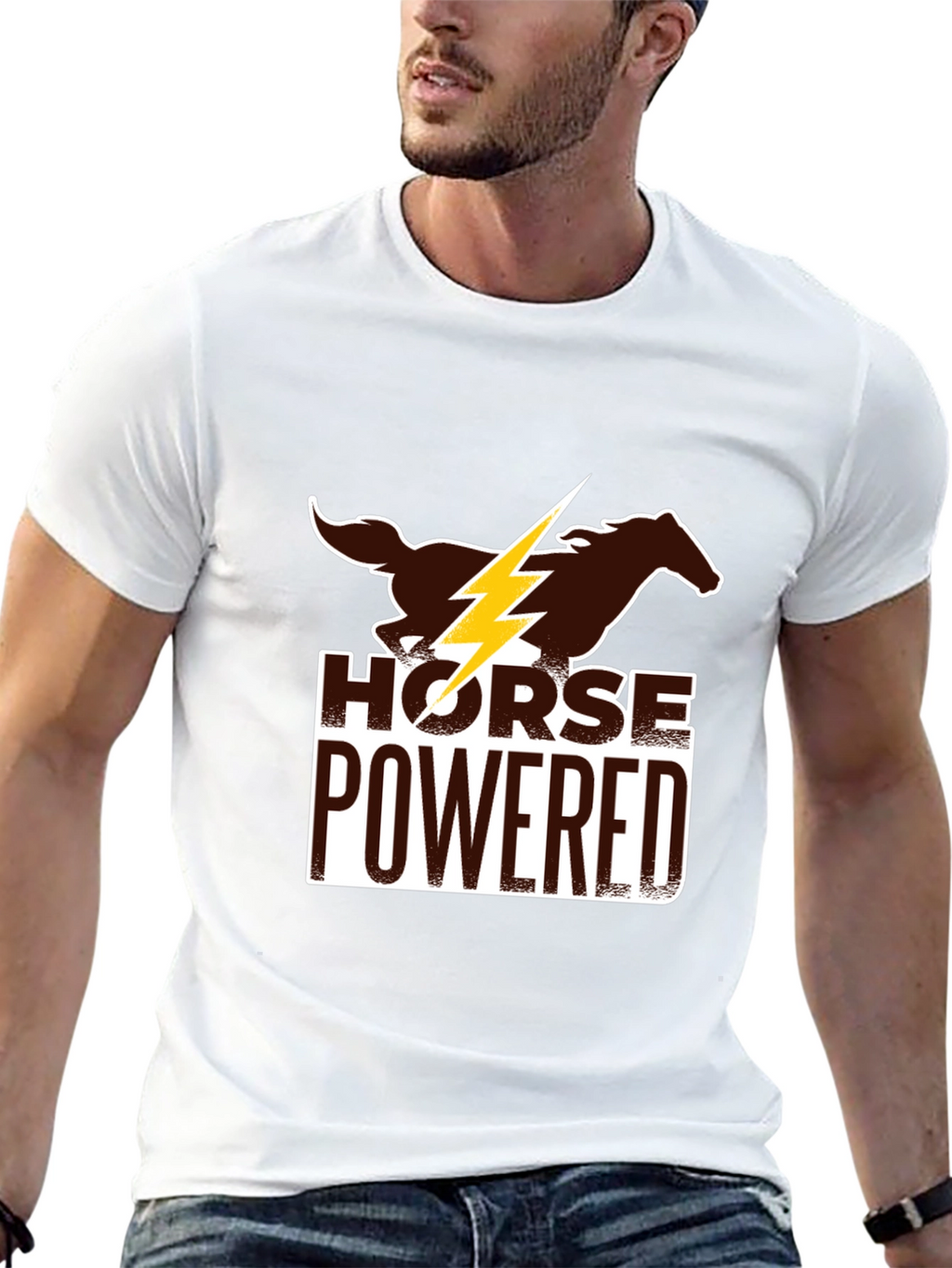 Horse Powered Graphic Tee - Black Cotton Blend