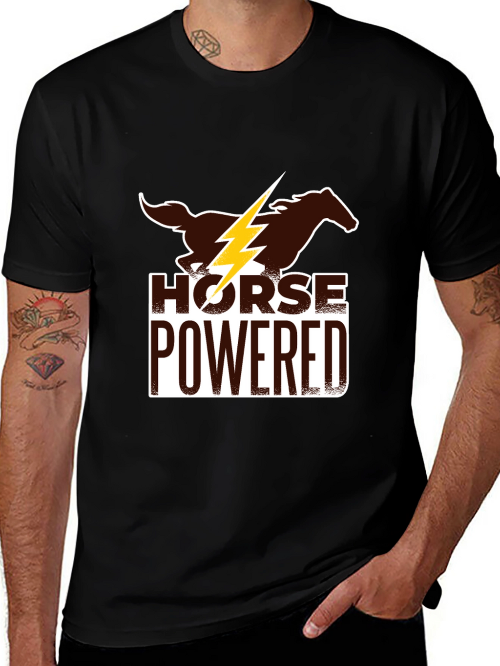 Horse Powered Graphic Tee - Black Cotton Blend