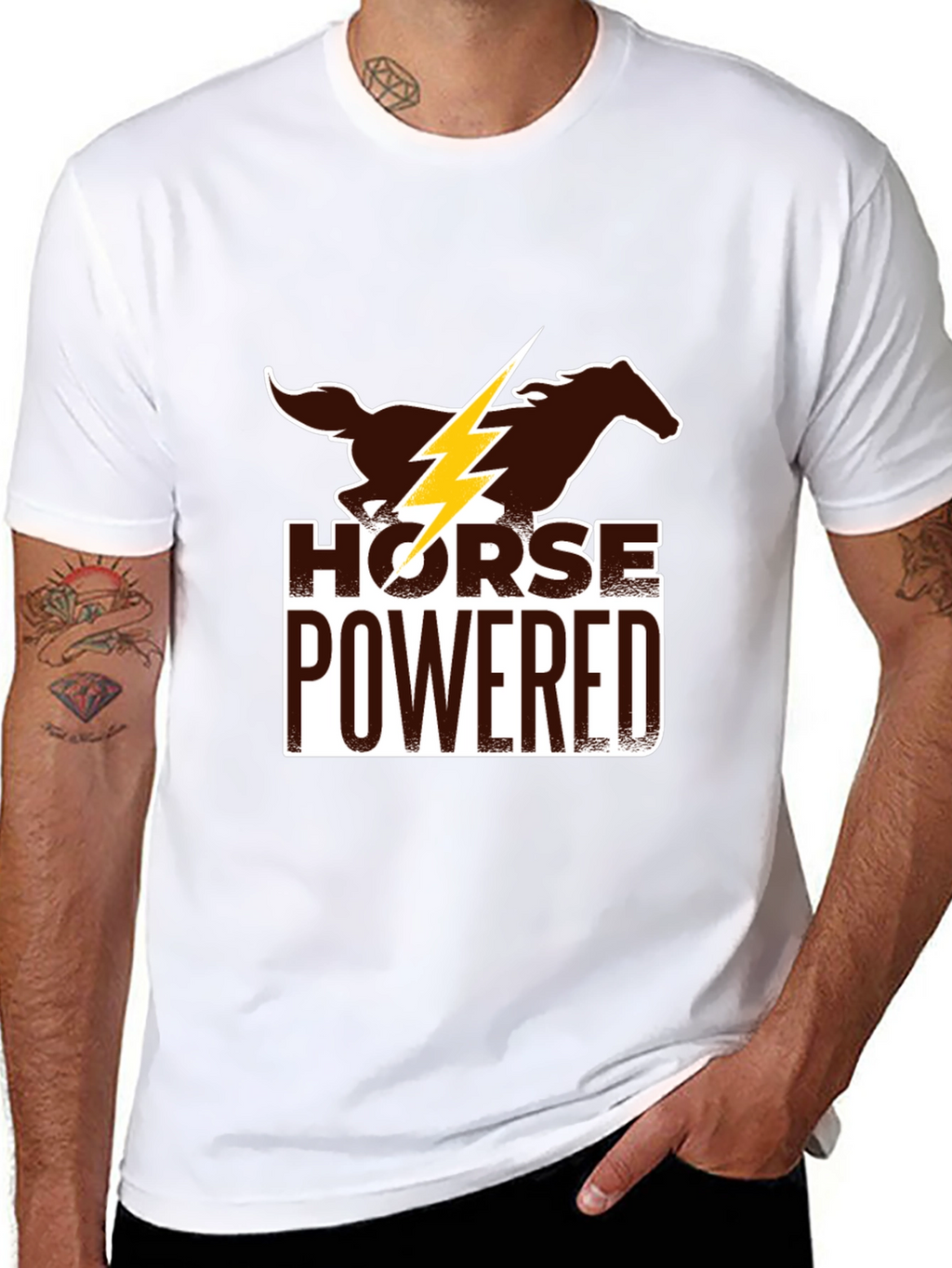 Horse Powered Graphic Tee - Black Cotton Blend