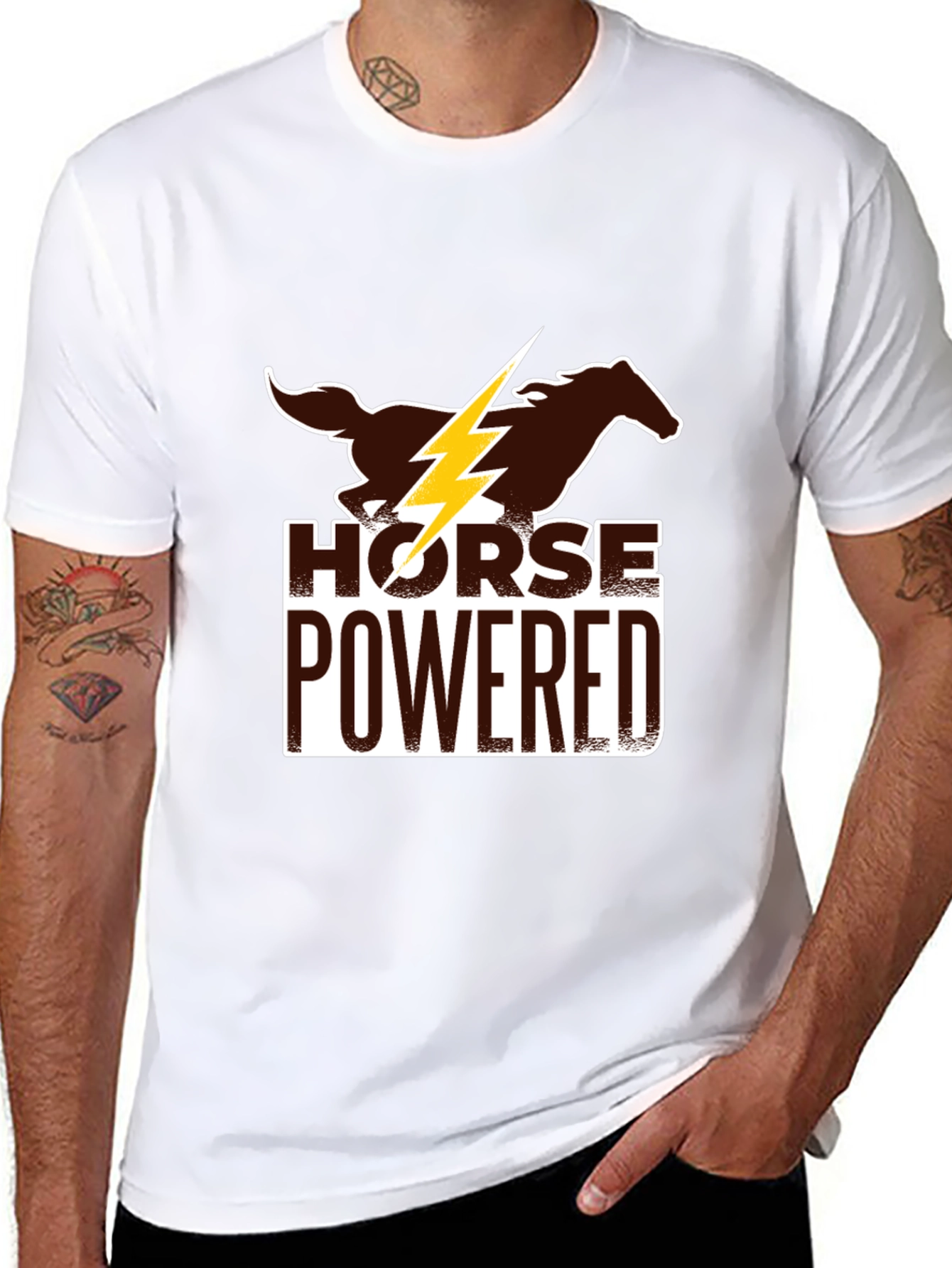 Horse Powered Graphic Tee - Black Cotton Blend