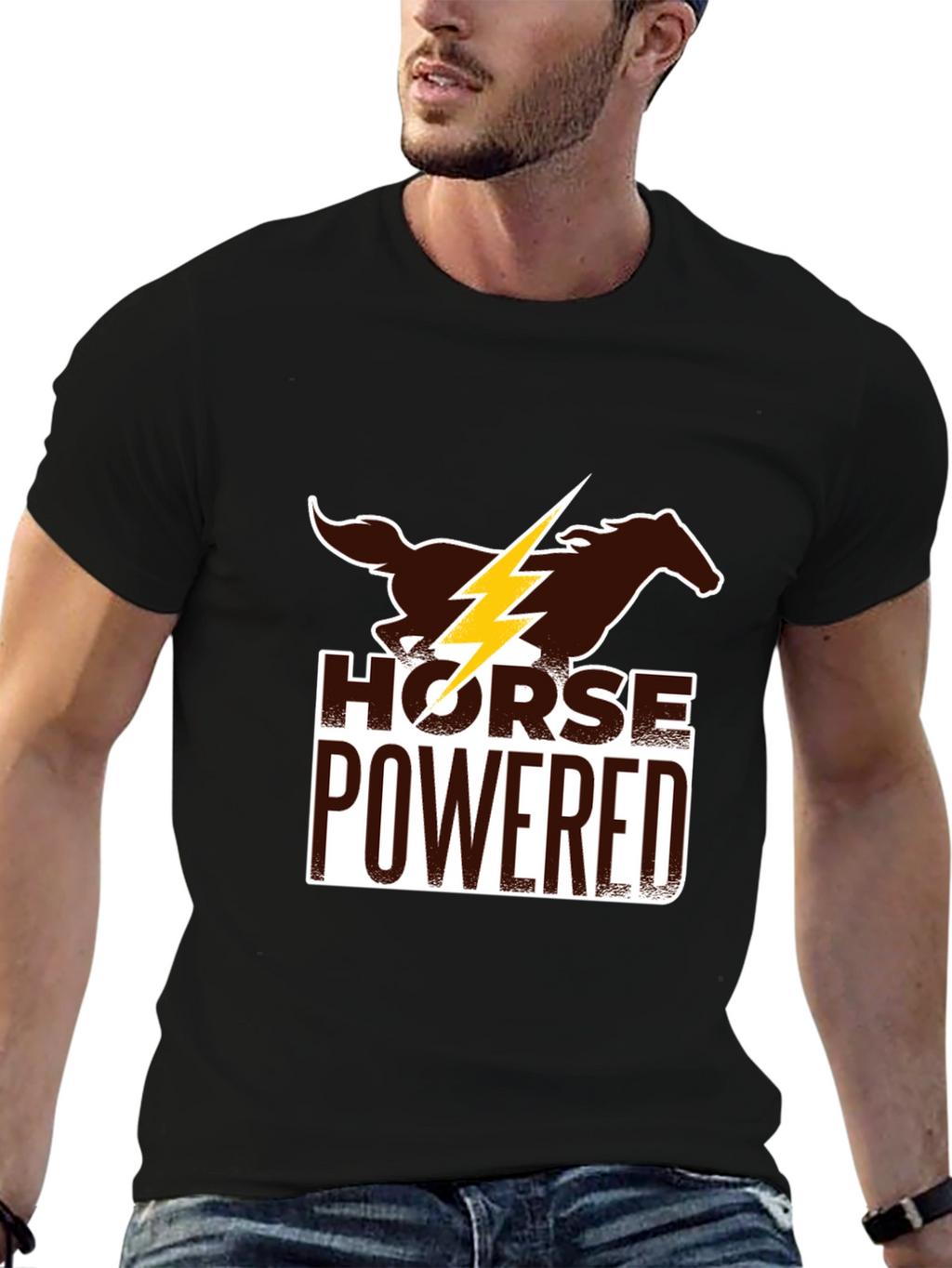 Horse Powered Graphic Tee - Black Cotton Blend