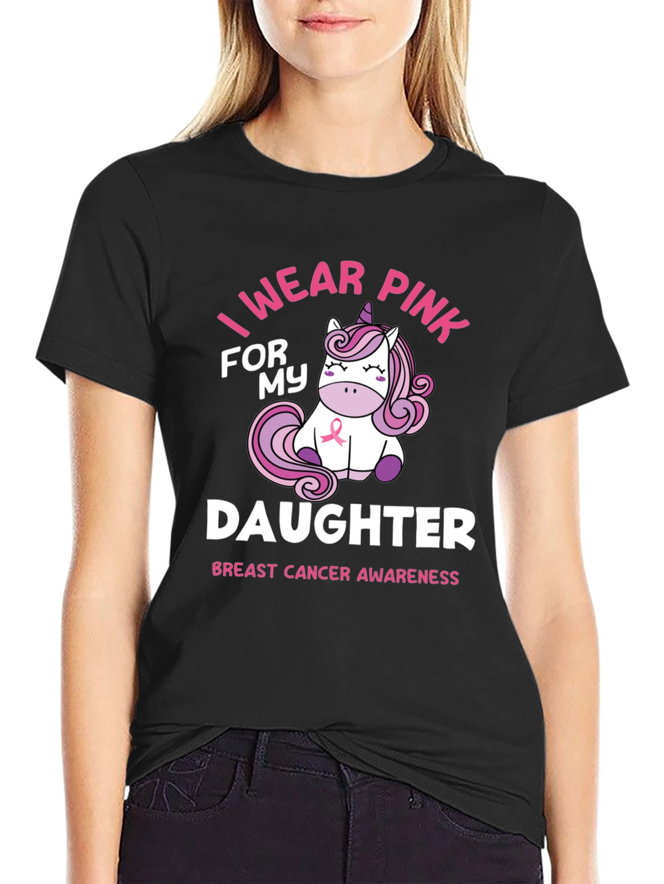 I Wear Pink For My Daughter Breast Cancer Awareness T-Shirt
