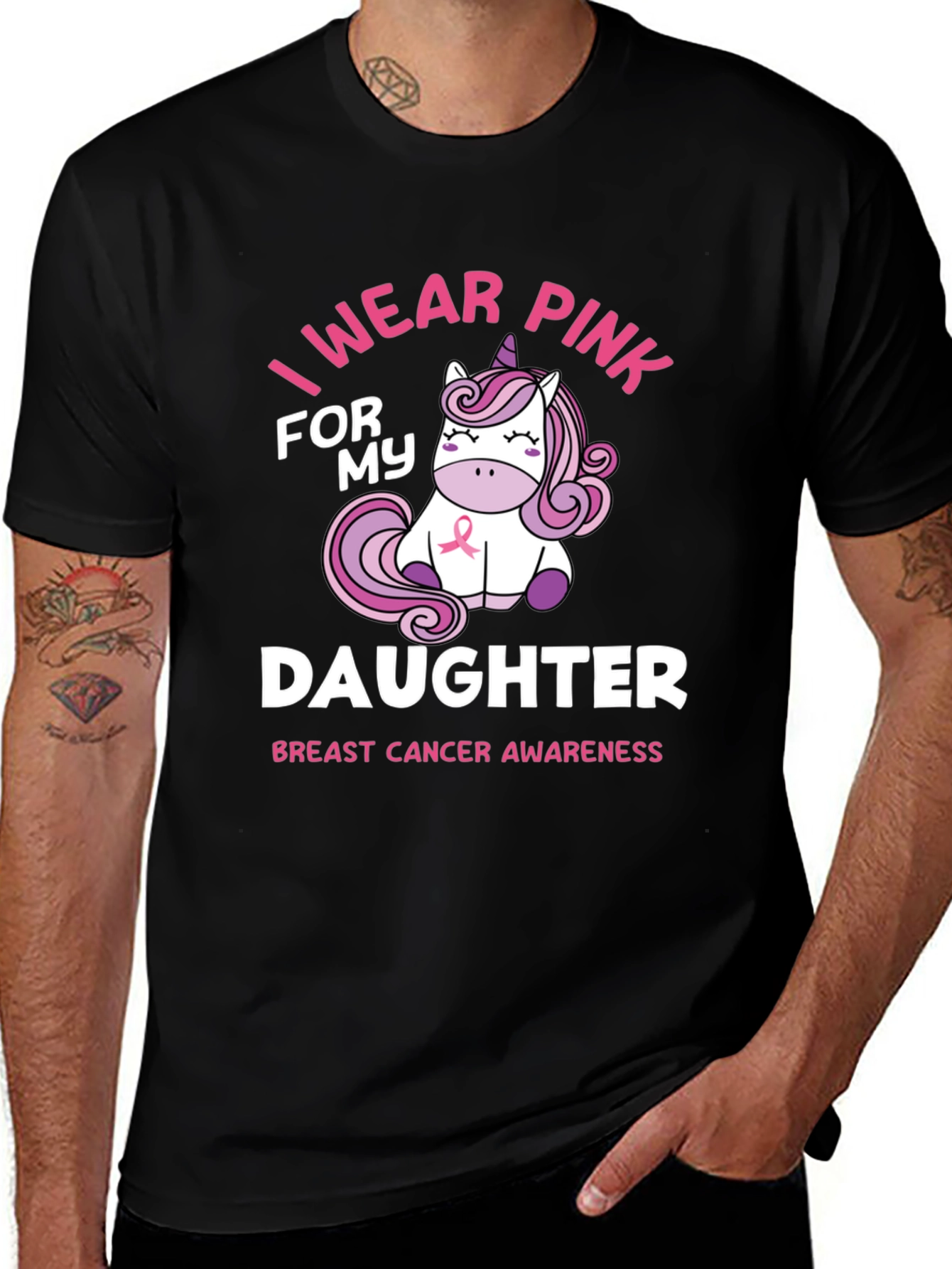 I Wear Pink For My Daughter Breast Cancer Awareness T-Shirt