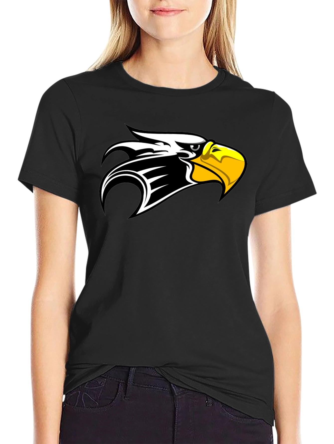 Black T-Shirt with Eagle Head Design
