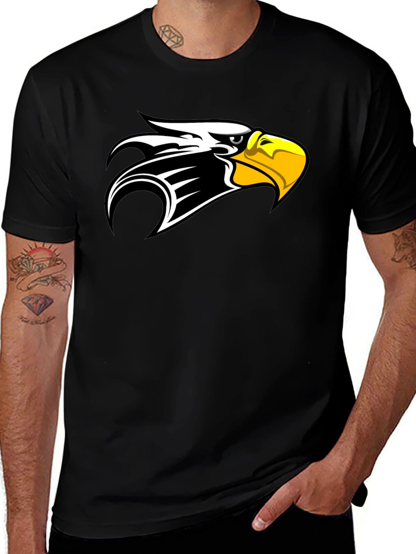 Black T-Shirt with Eagle Head Design
