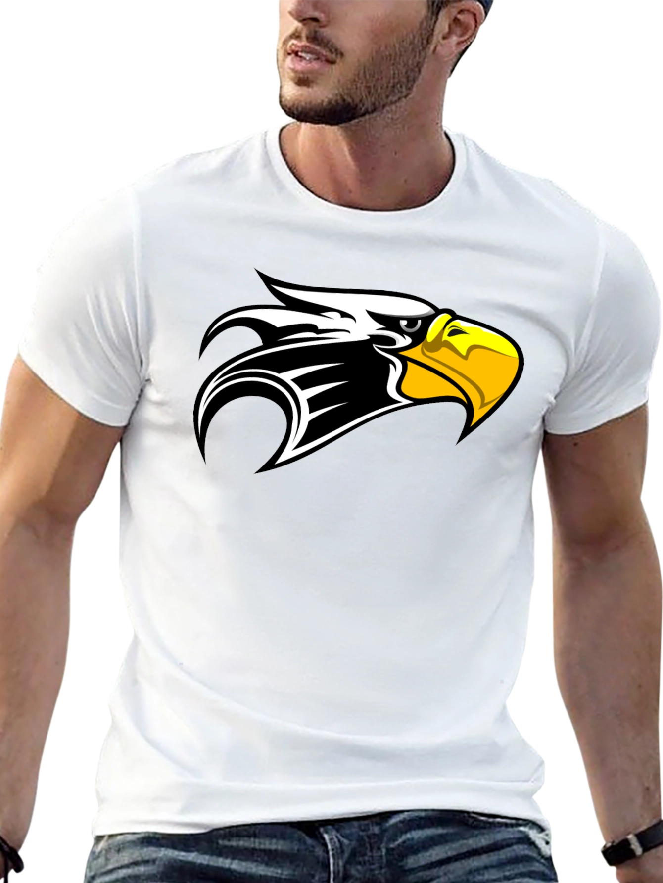 Black T-Shirt with Eagle Head Design