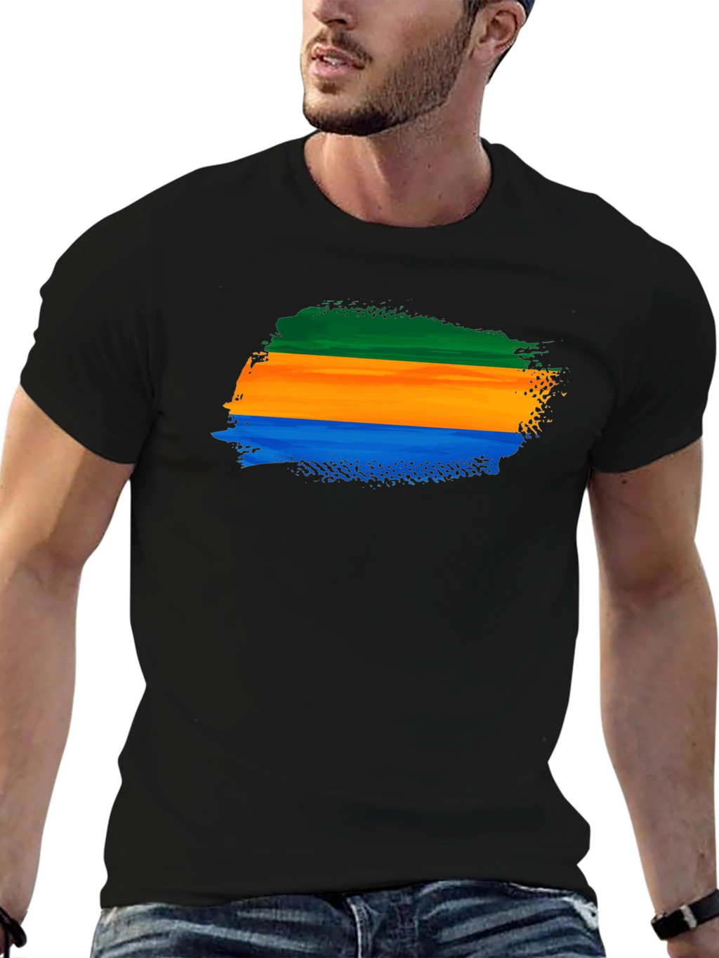 Gabon Flag Brushstroke T-Shirt