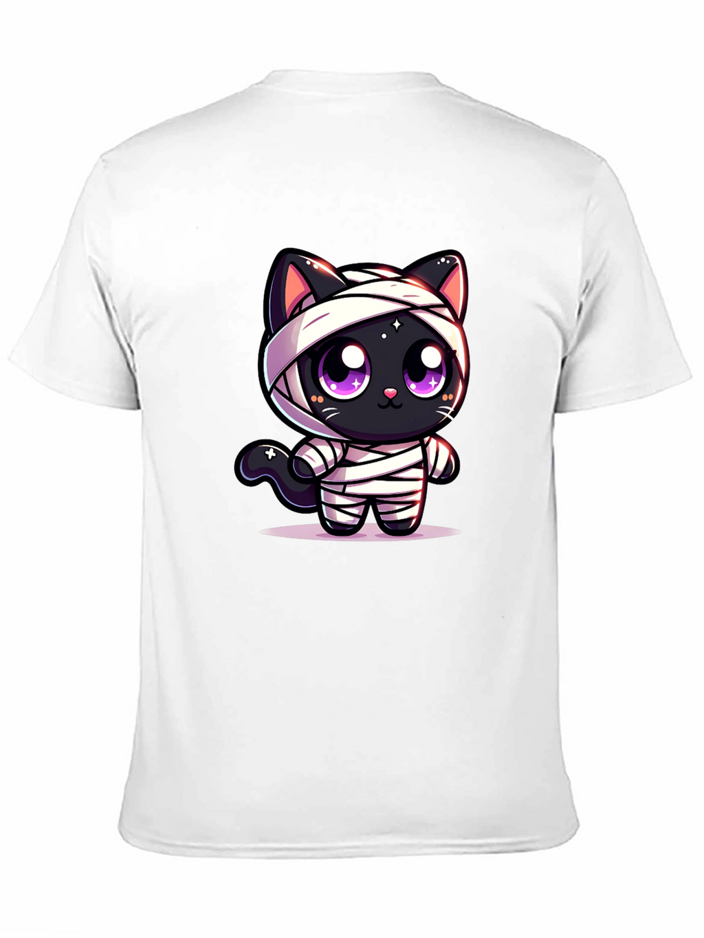Cute Mummy Cat Graphic T-Shirt - Halloween Style