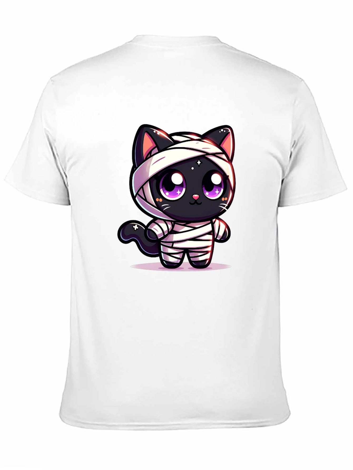 Cute Mummy Cat Graphic T-Shirt - Halloween Style