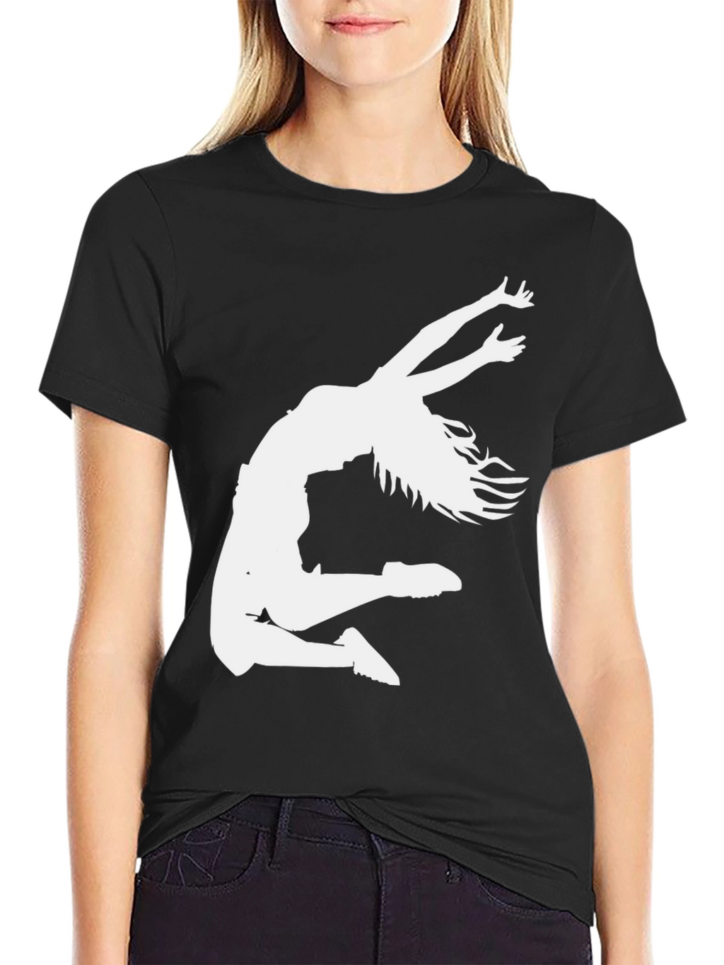 Dance Silhouette Graphic Tee - Black Cotton T-Shirt