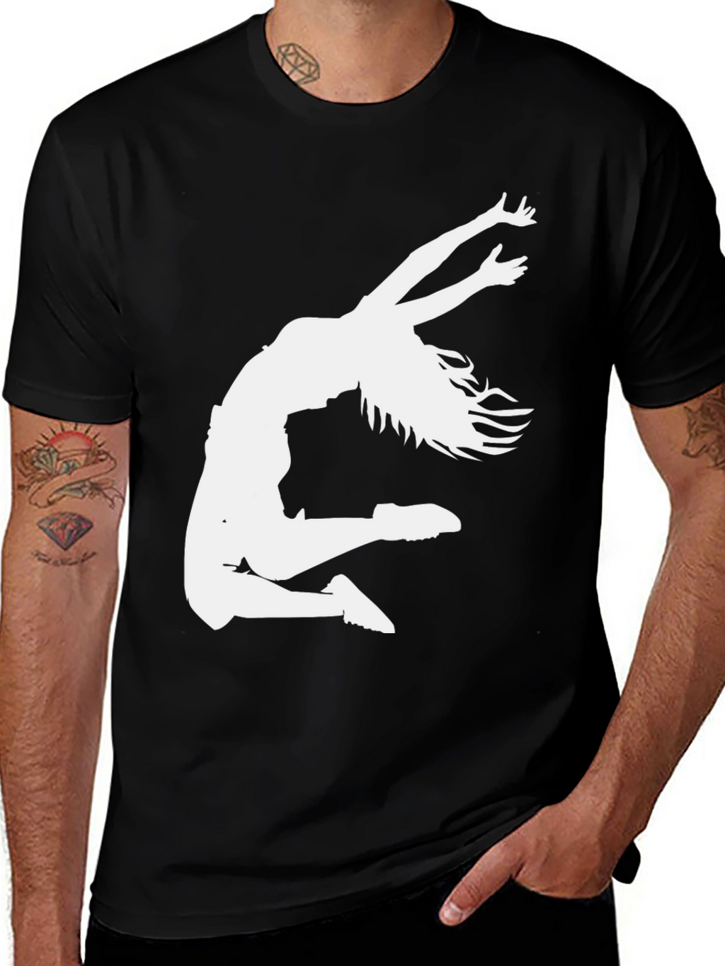 Dance Silhouette Graphic Tee - Black Cotton T-Shirt