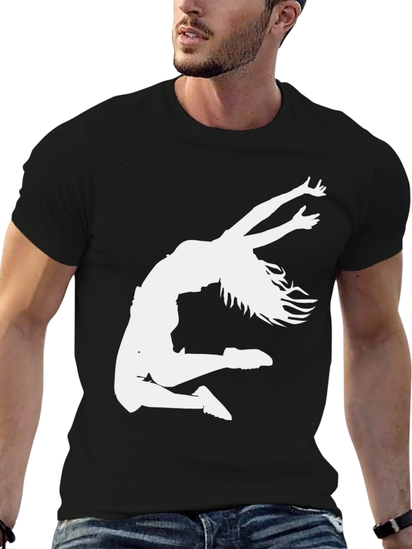 Dance Silhouette Graphic Tee - Black Cotton T-Shirt