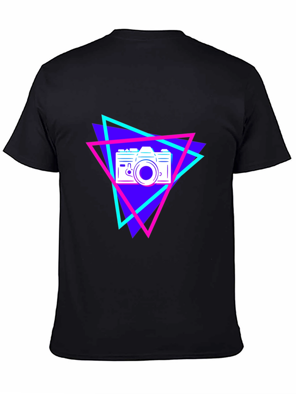 Retro Camera Graphic Tee - Black Cotton T-Shirt