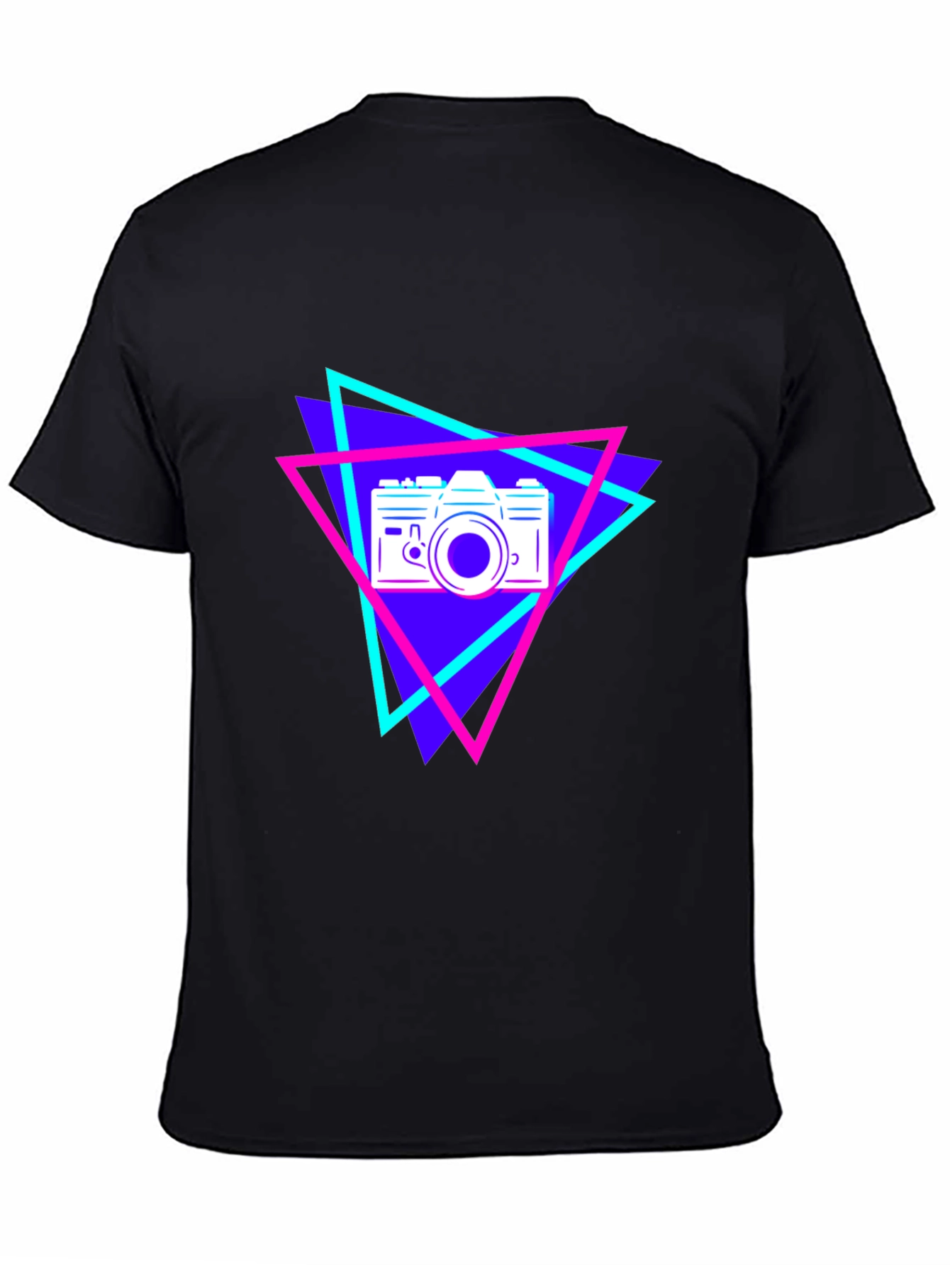 Retro Camera Graphic Tee - Black Cotton T-Shirt