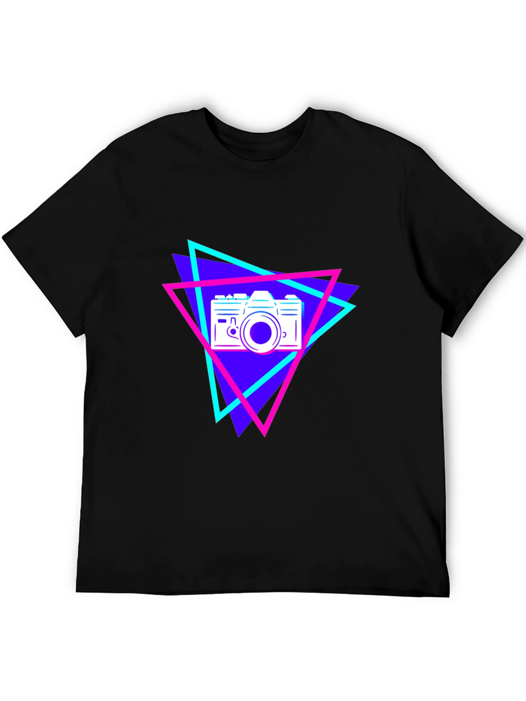 Retro Camera Graphic Tee - Black Cotton T-Shirt