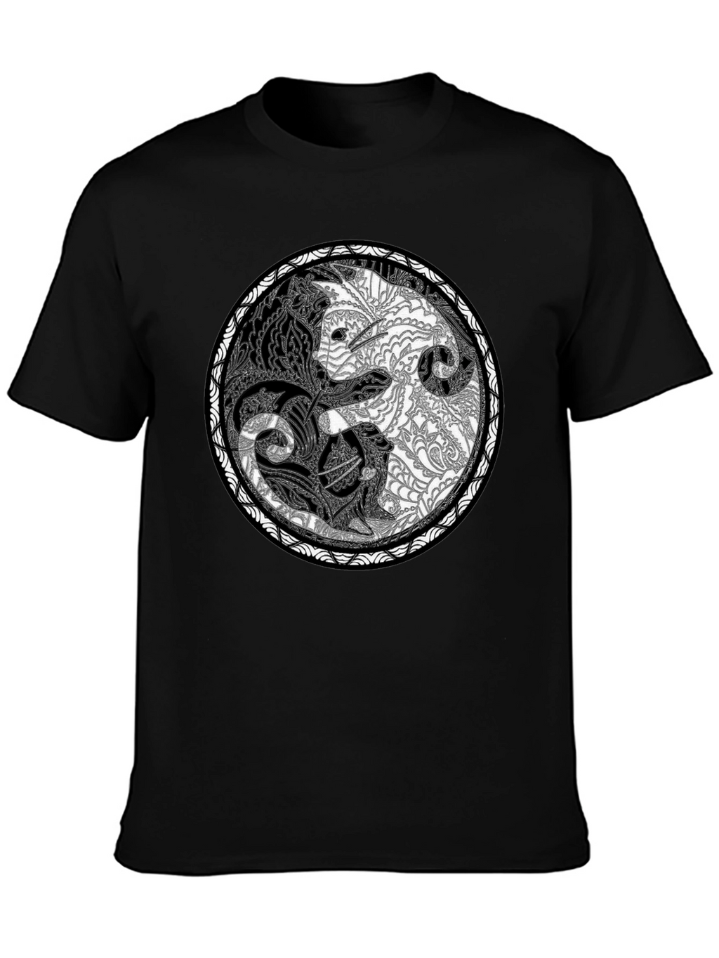 Yin Yang Wolves Graphic Tee - Unisex Black T-Shirt