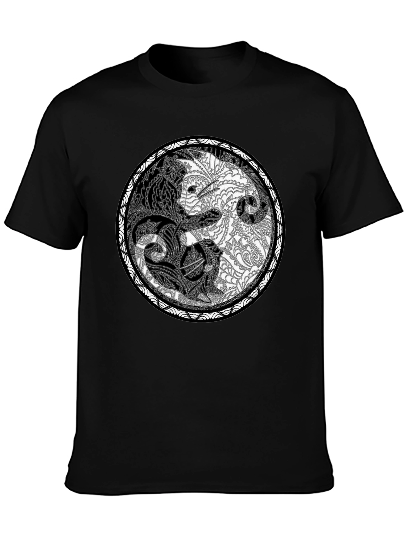 Yin Yang Wolves Graphic Tee - Unisex Black T-Shirt
