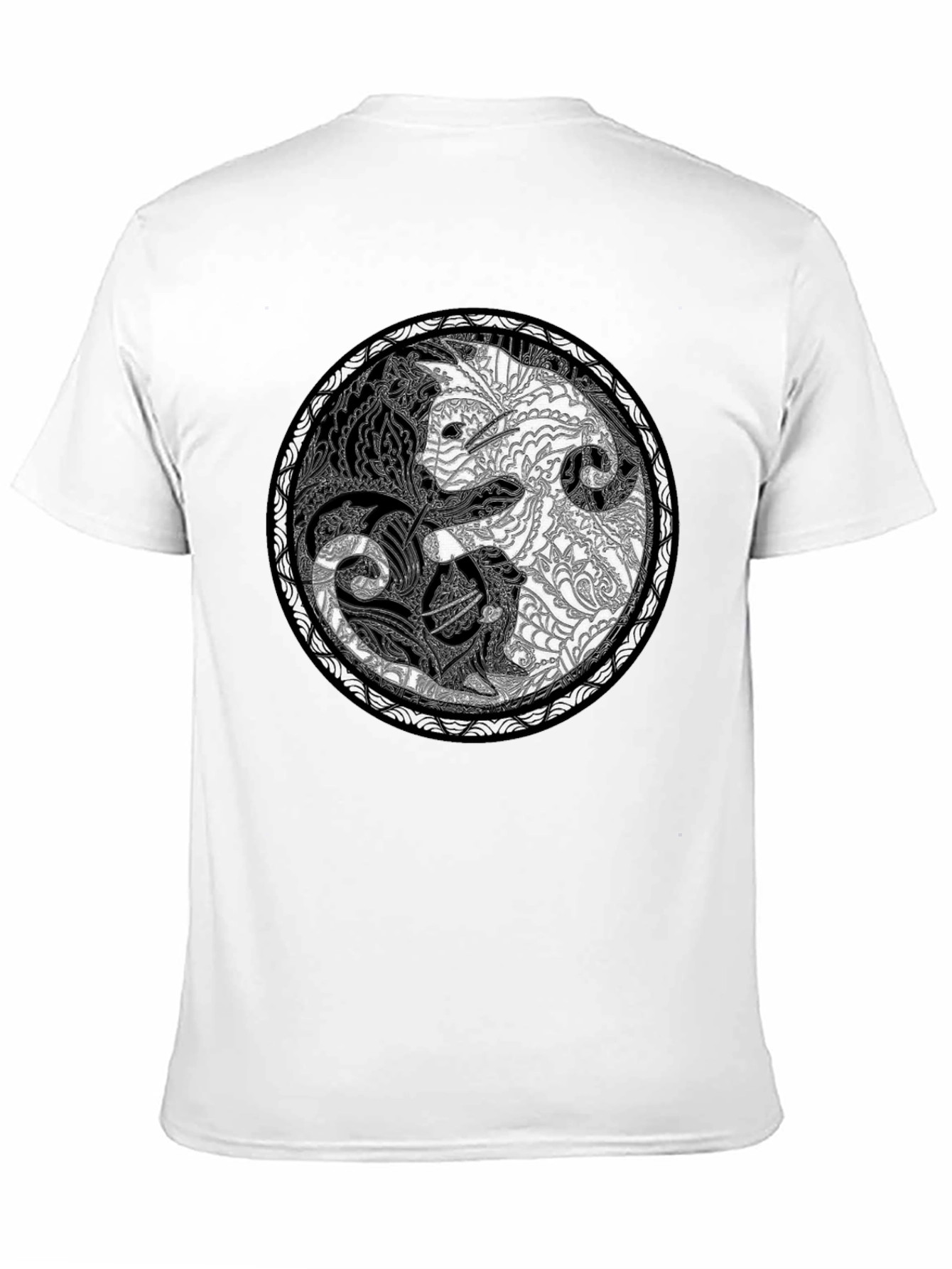 Yin Yang Wolves Graphic Tee - Unisex Black T-Shirt