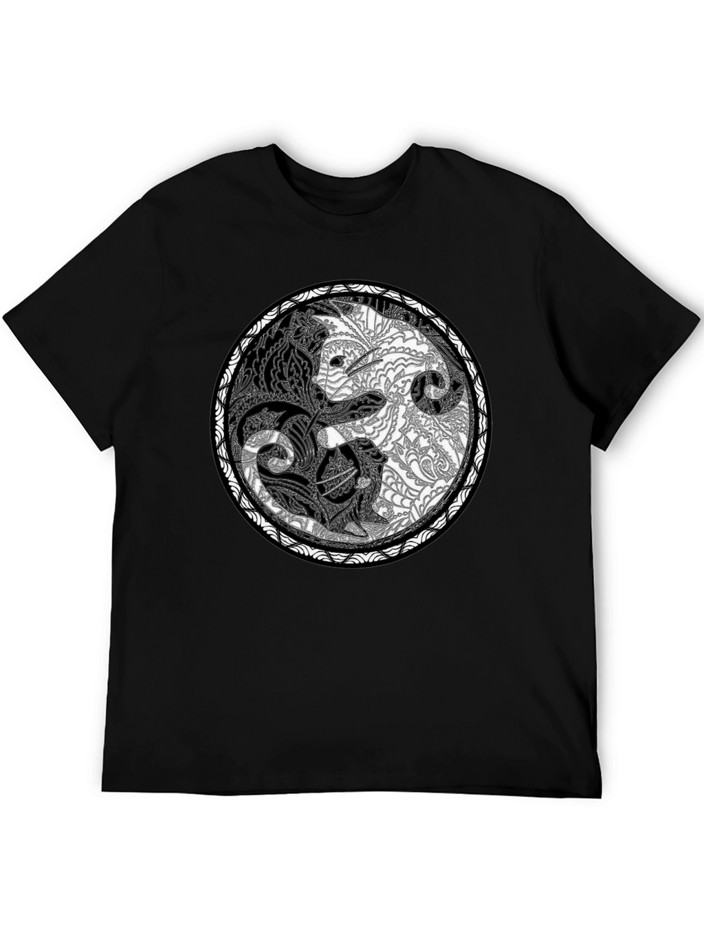 Yin Yang Wolves Graphic Tee - Unisex Black T-Shirt