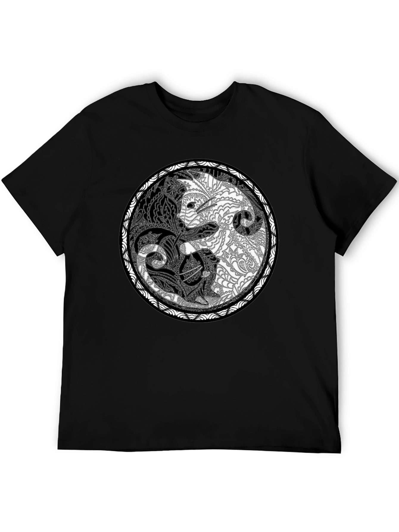 Yin Yang Wolves Graphic Tee - Unisex Black T-Shirt