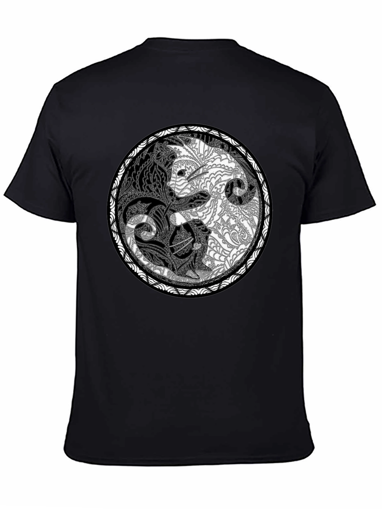 Yin Yang Wolves Graphic Tee - Unisex Black T-Shirt