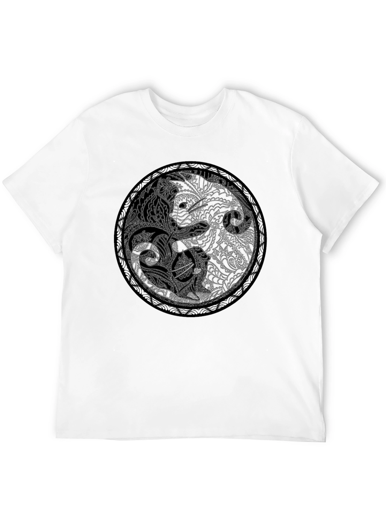 Yin Yang Wolves Graphic Tee - Unisex Black T-Shirt