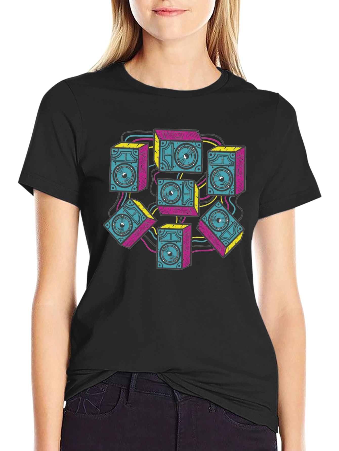 Speaker Stack Graphic Tee - Cool Retro Sound System T-Shirt