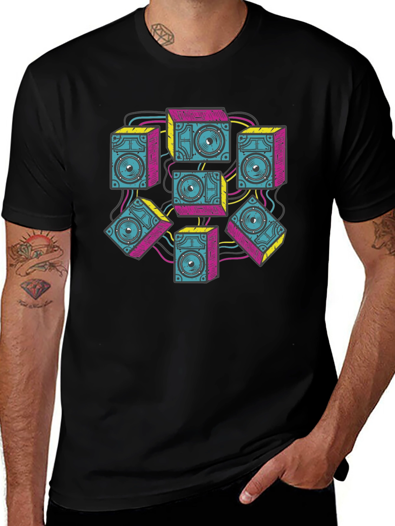 Speaker Stack Graphic Tee - Cool Retro Sound System T-Shirt