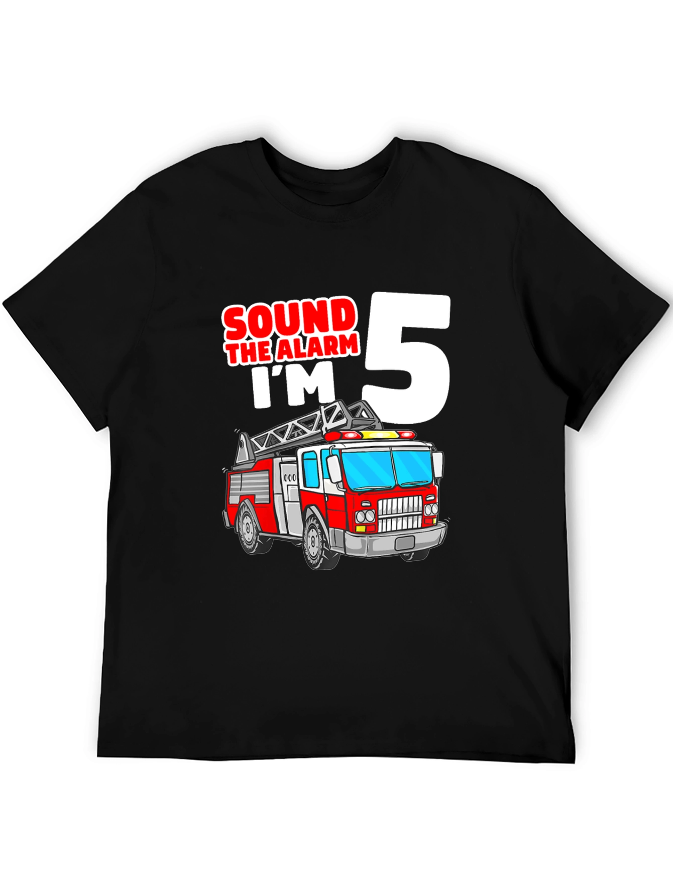 Fire Truck Birthday Shirt - Sound the Alarm Im 5