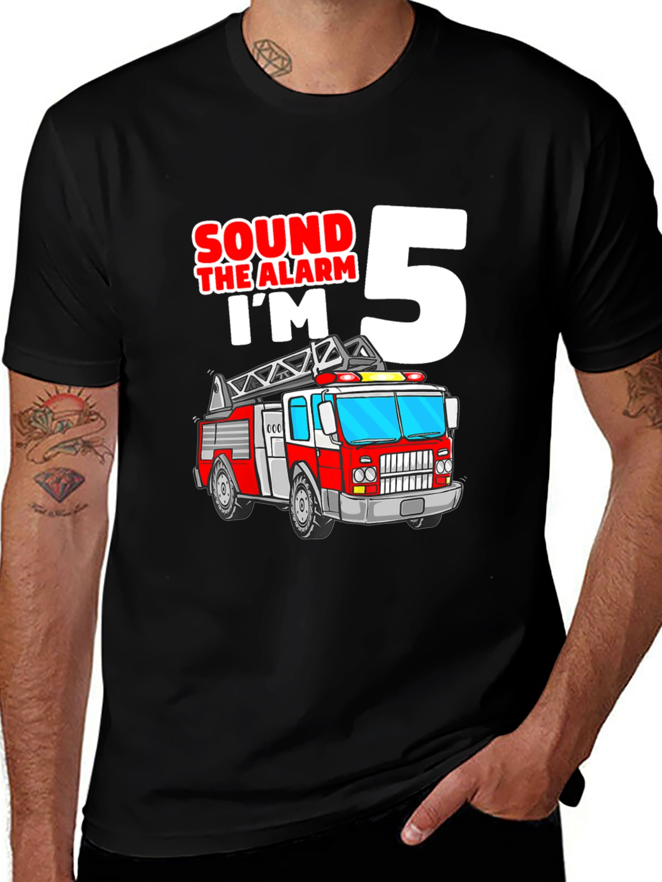 Fire Truck Birthday Shirt - Sound the Alarm Im 5