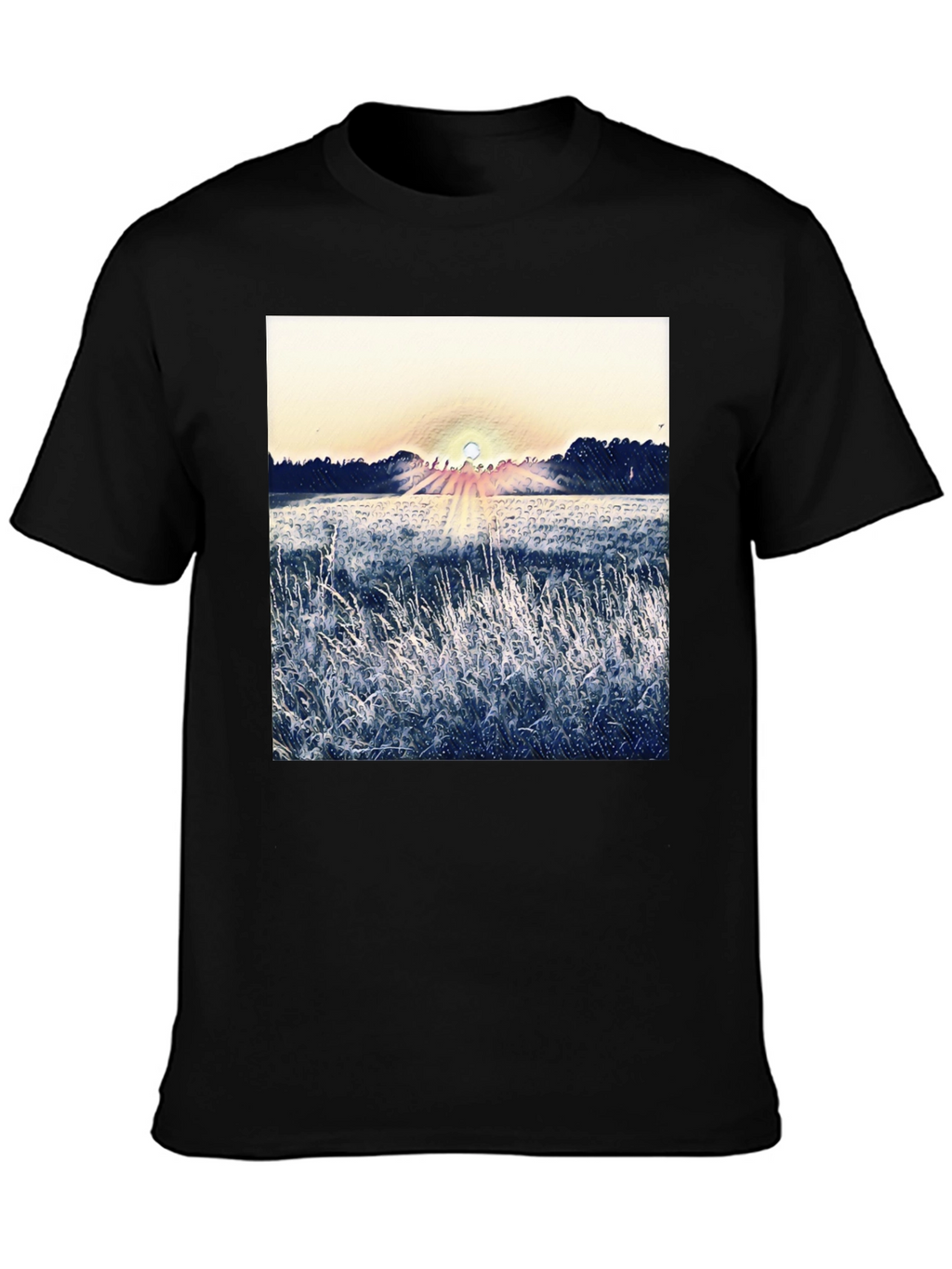 Nature Sunrise Graphic T-Shirt - Black