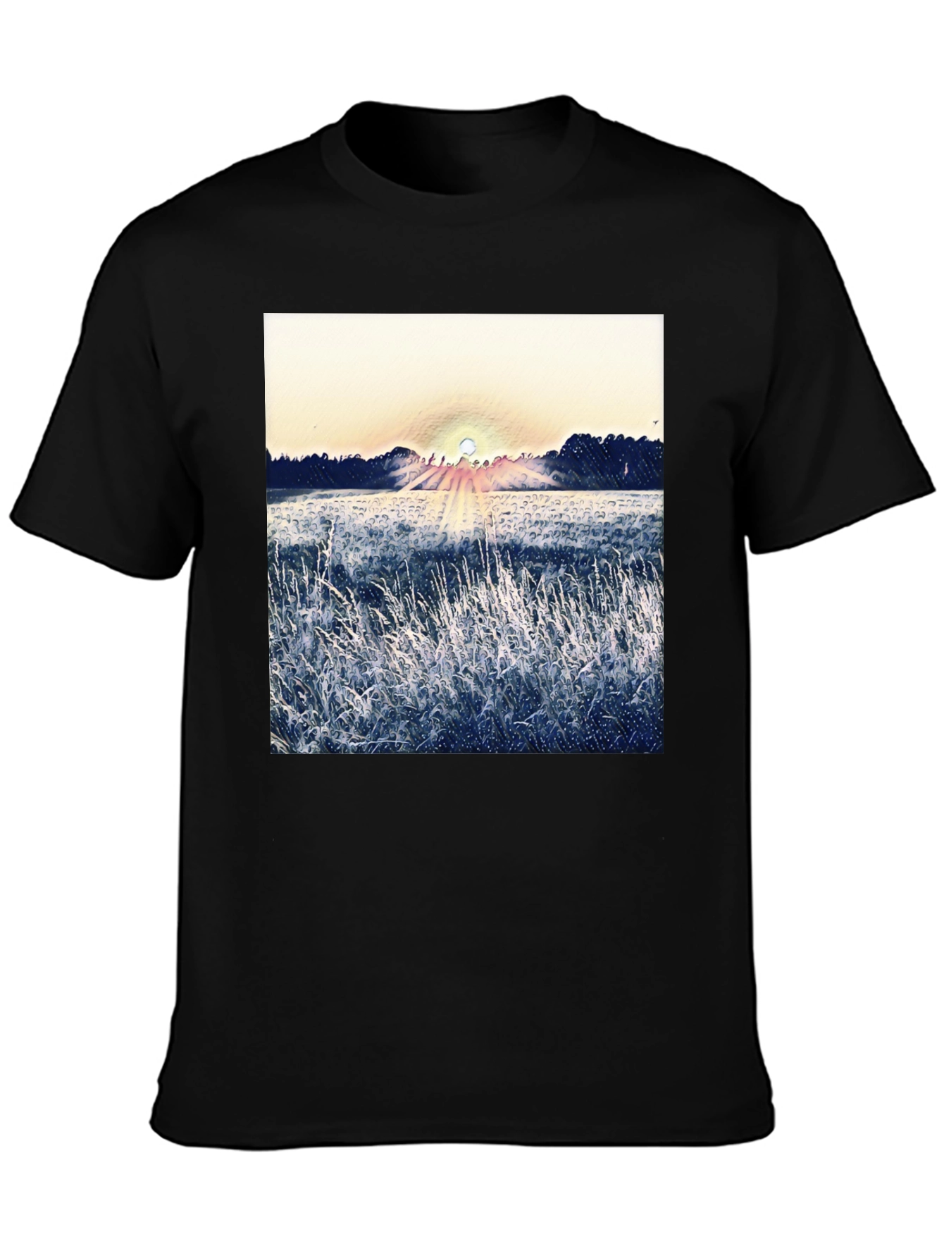 Nature Sunrise Graphic T-Shirt - Black