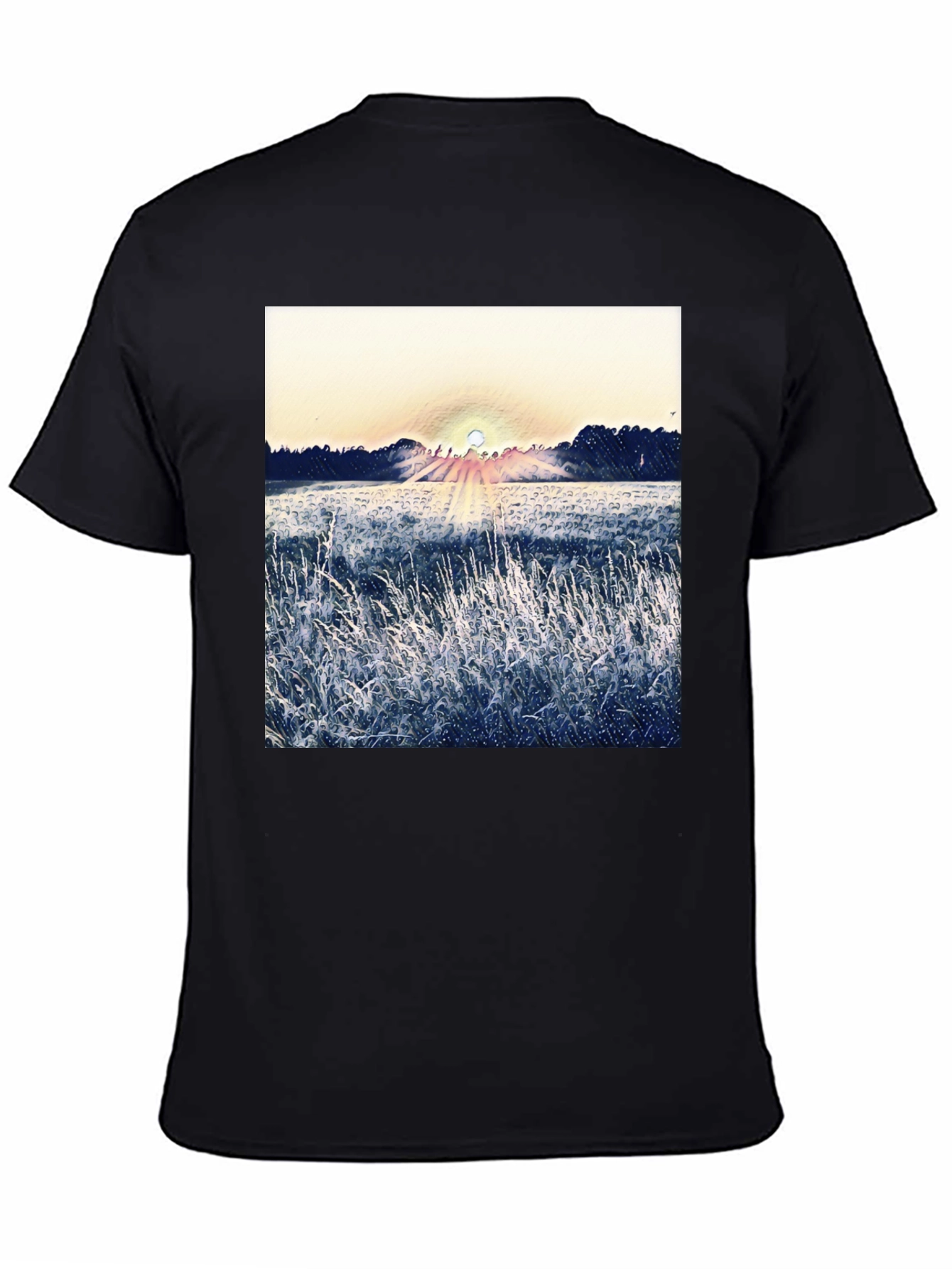 Nature Sunrise Graphic T-Shirt - Black
