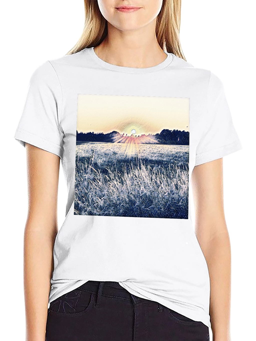 Nature Sunrise Graphic T-Shirt - Black