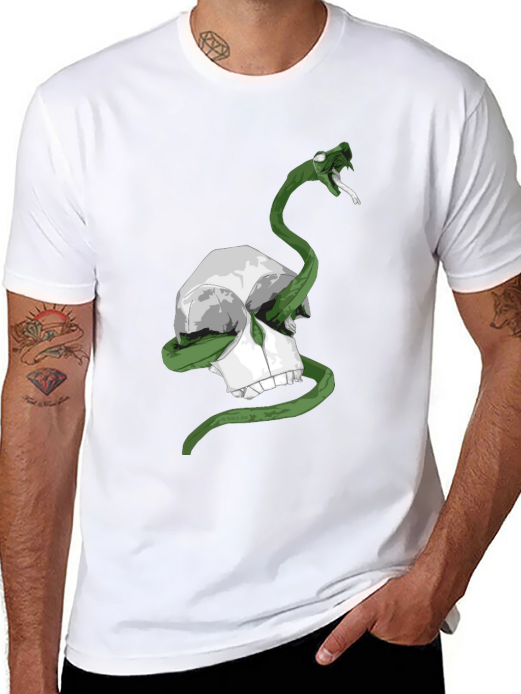 Skull & Snake Graphic Tee - Mens Black T-Shirt