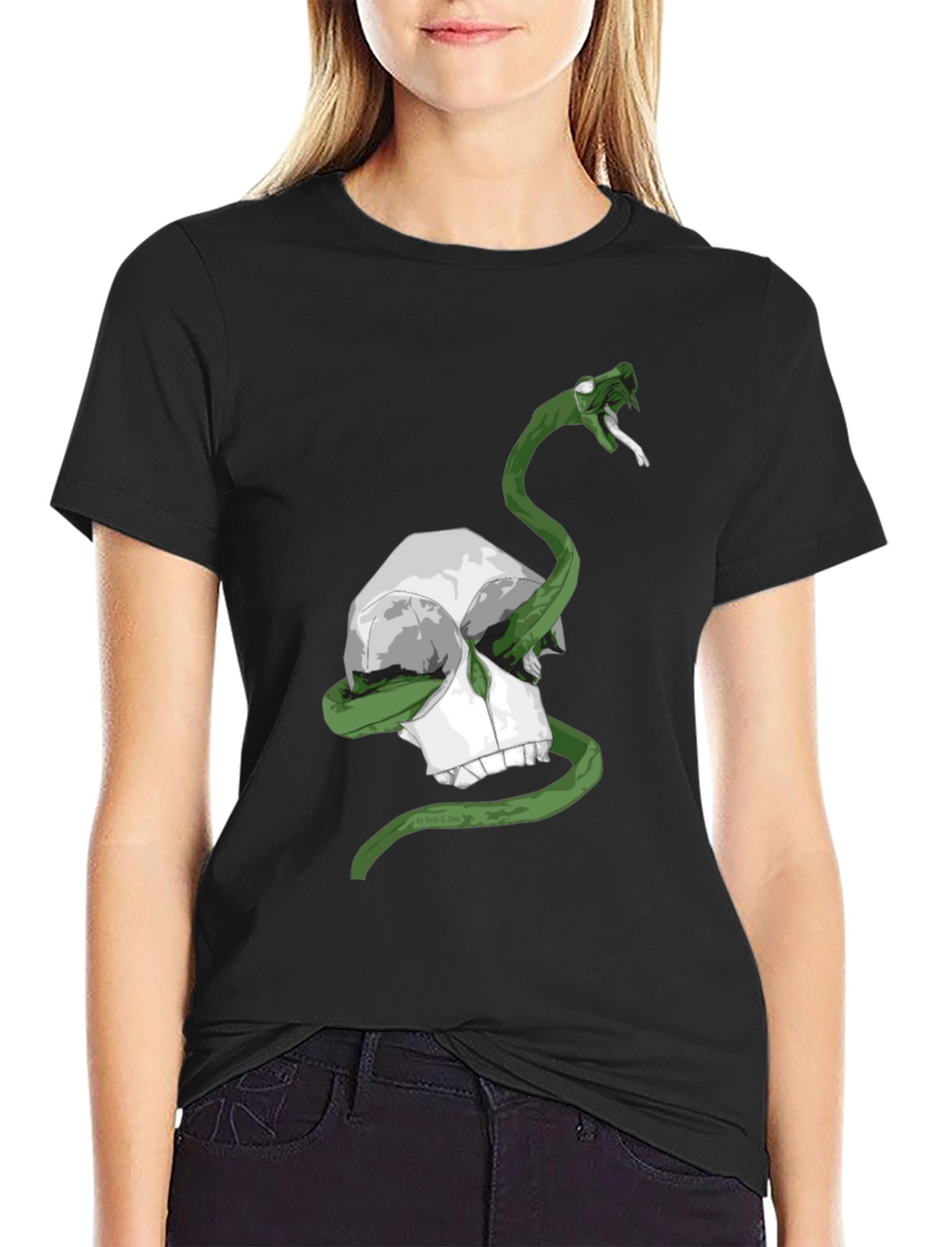Skull & Snake Graphic Tee - Mens Black T-Shirt
