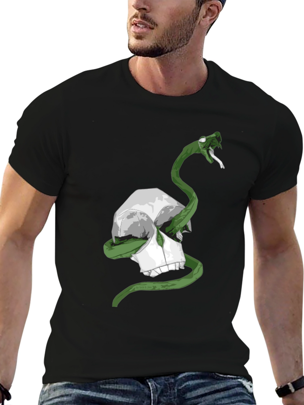 Skull & Snake Graphic Tee - Mens Black T-Shirt