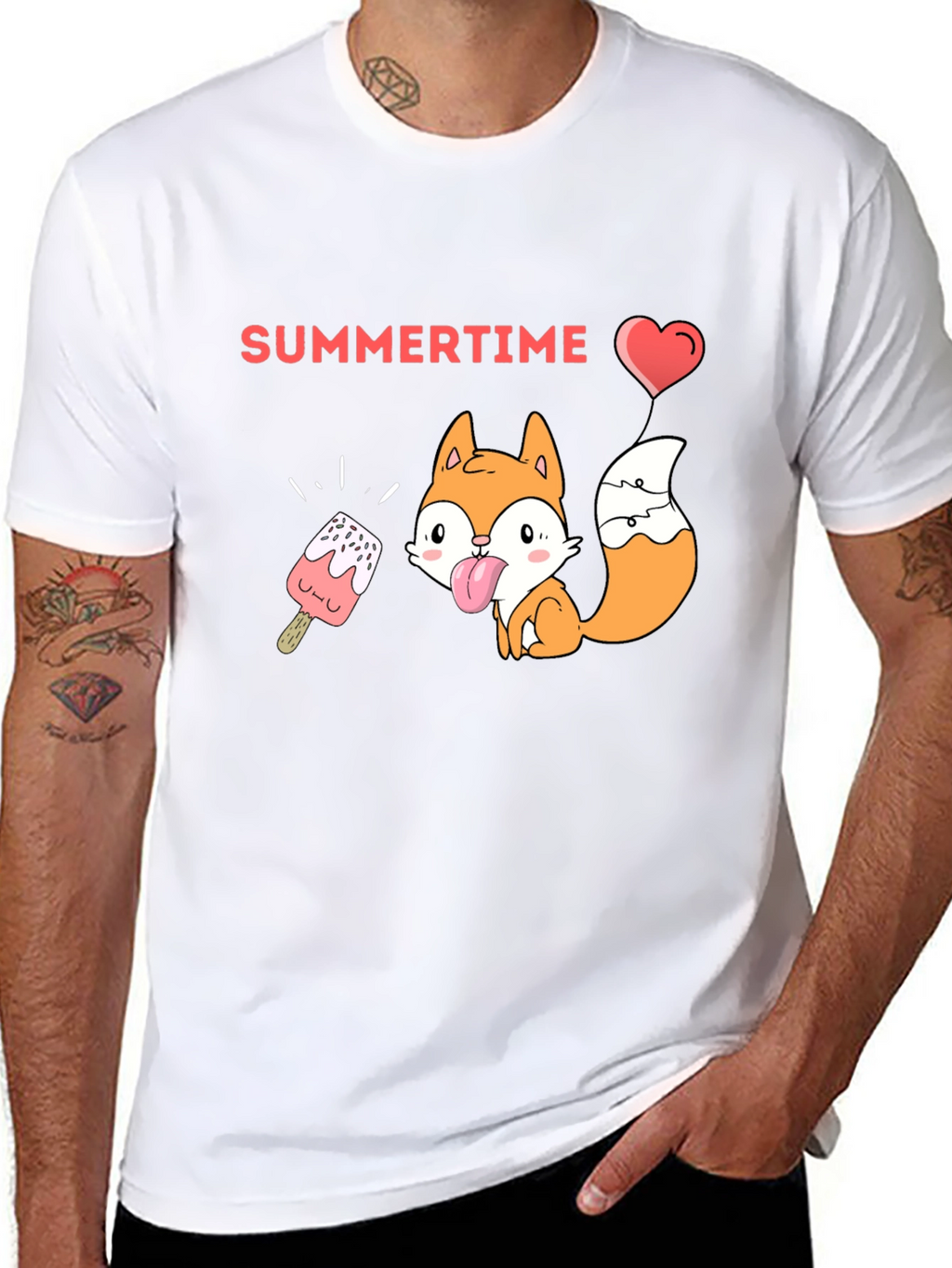 Summertime Fox Graphic Tee - Black