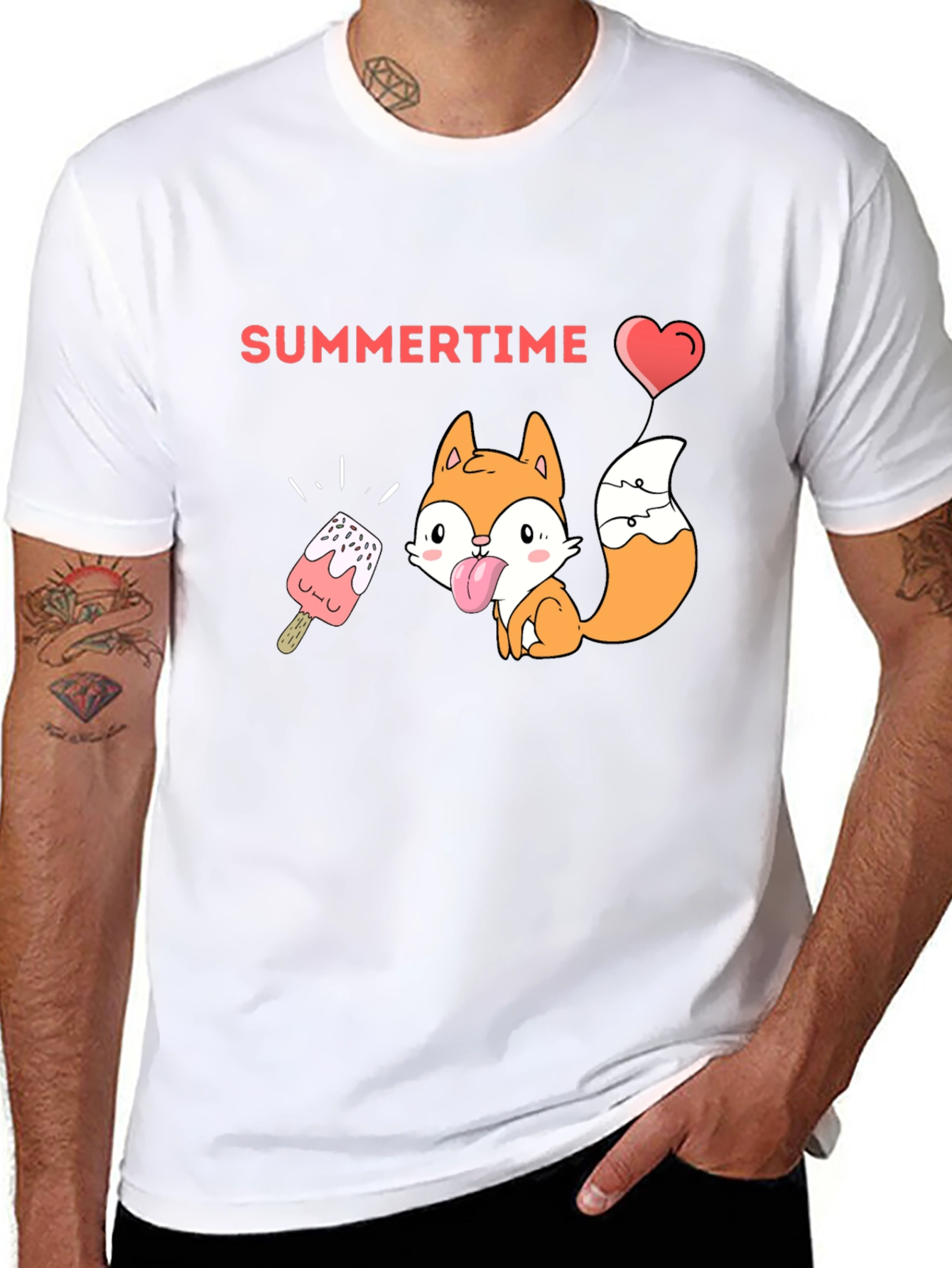 Summertime Fox Graphic Tee - Black