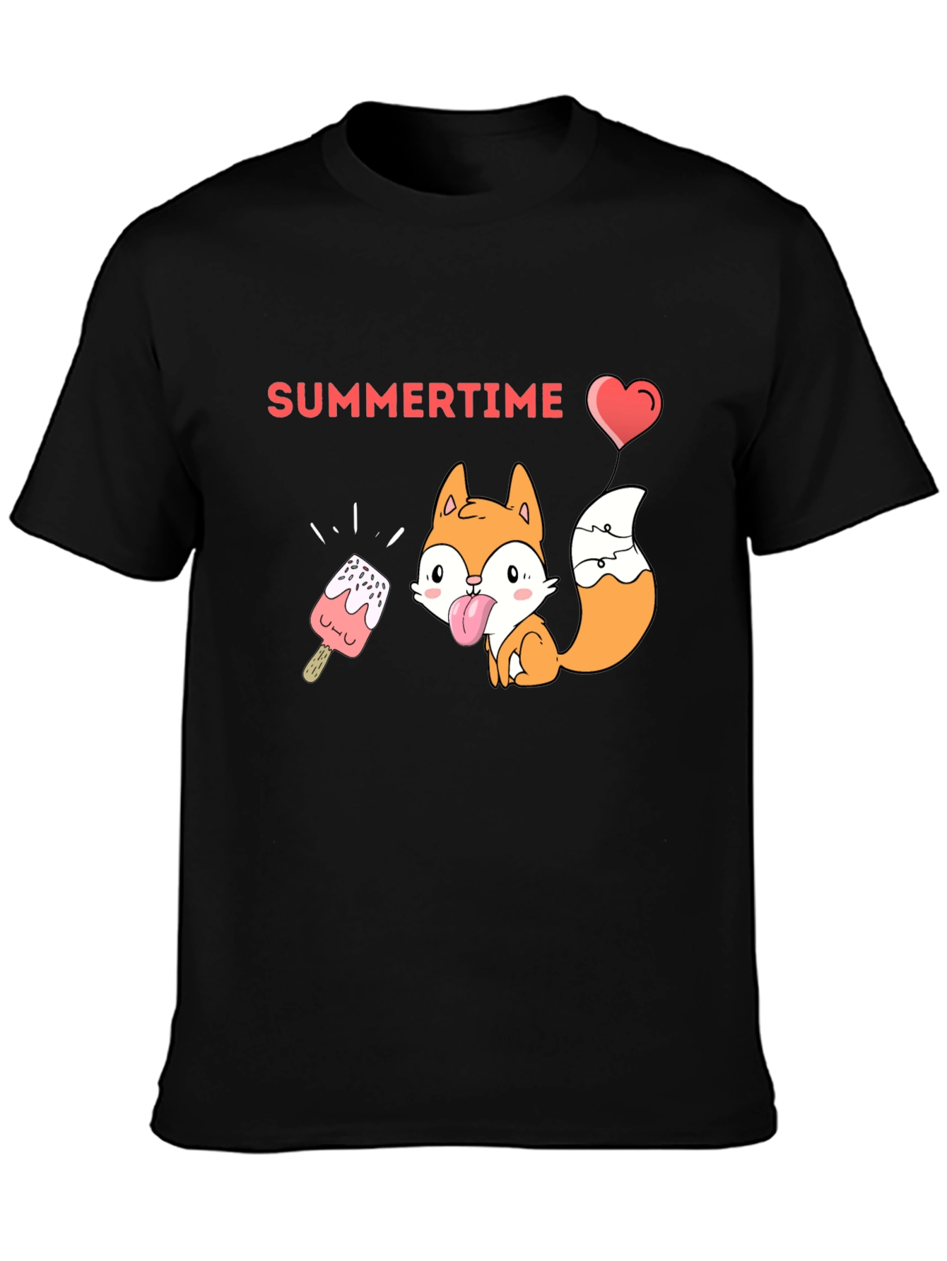 Summertime Fox Graphic Tee - Black