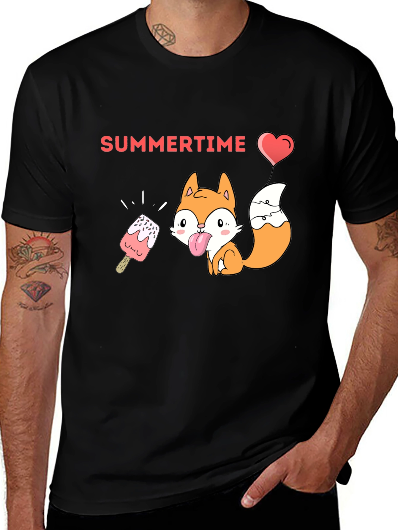 Summertime Fox Graphic Tee - Black