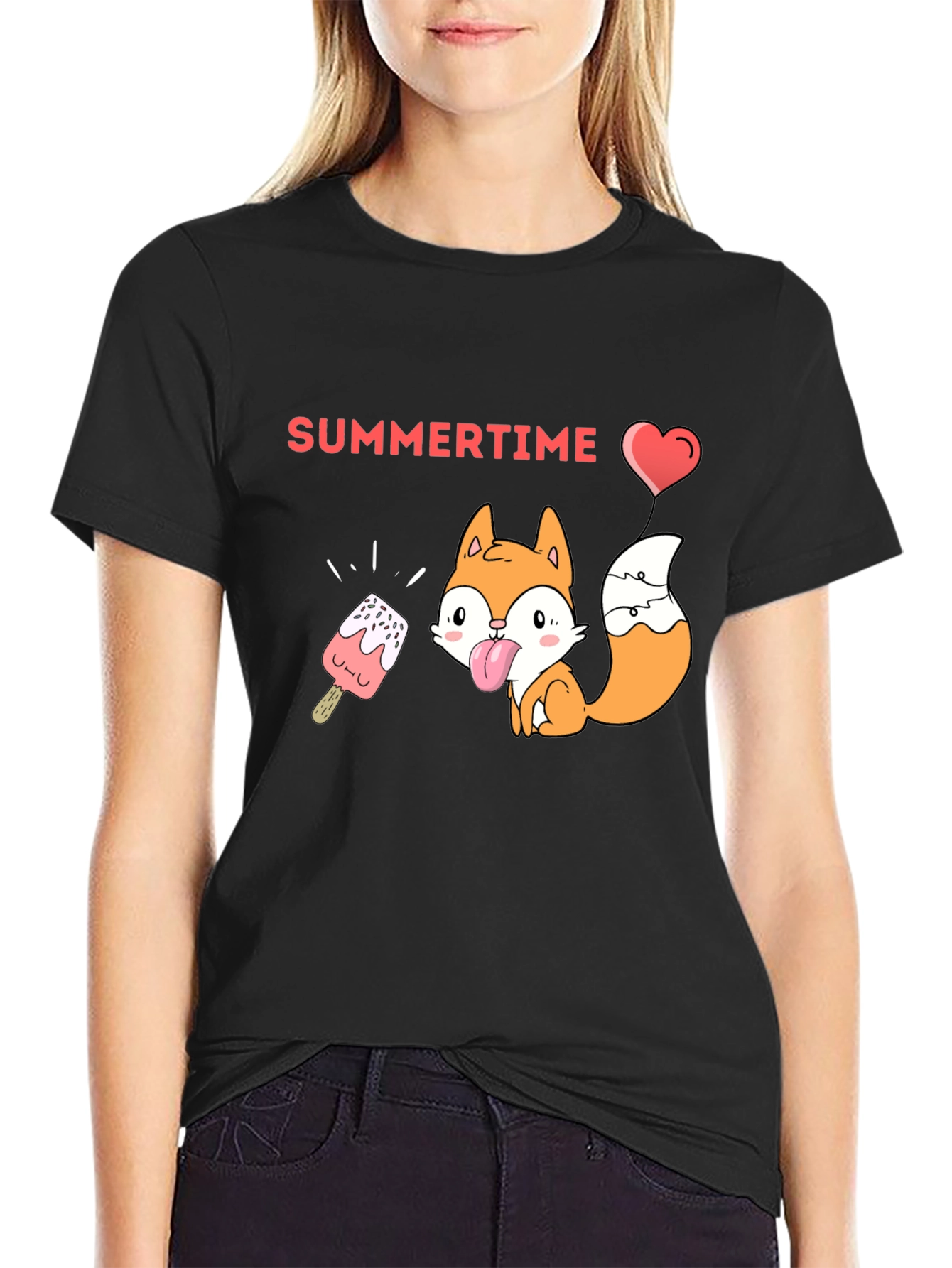 Summertime Fox Graphic Tee - Black