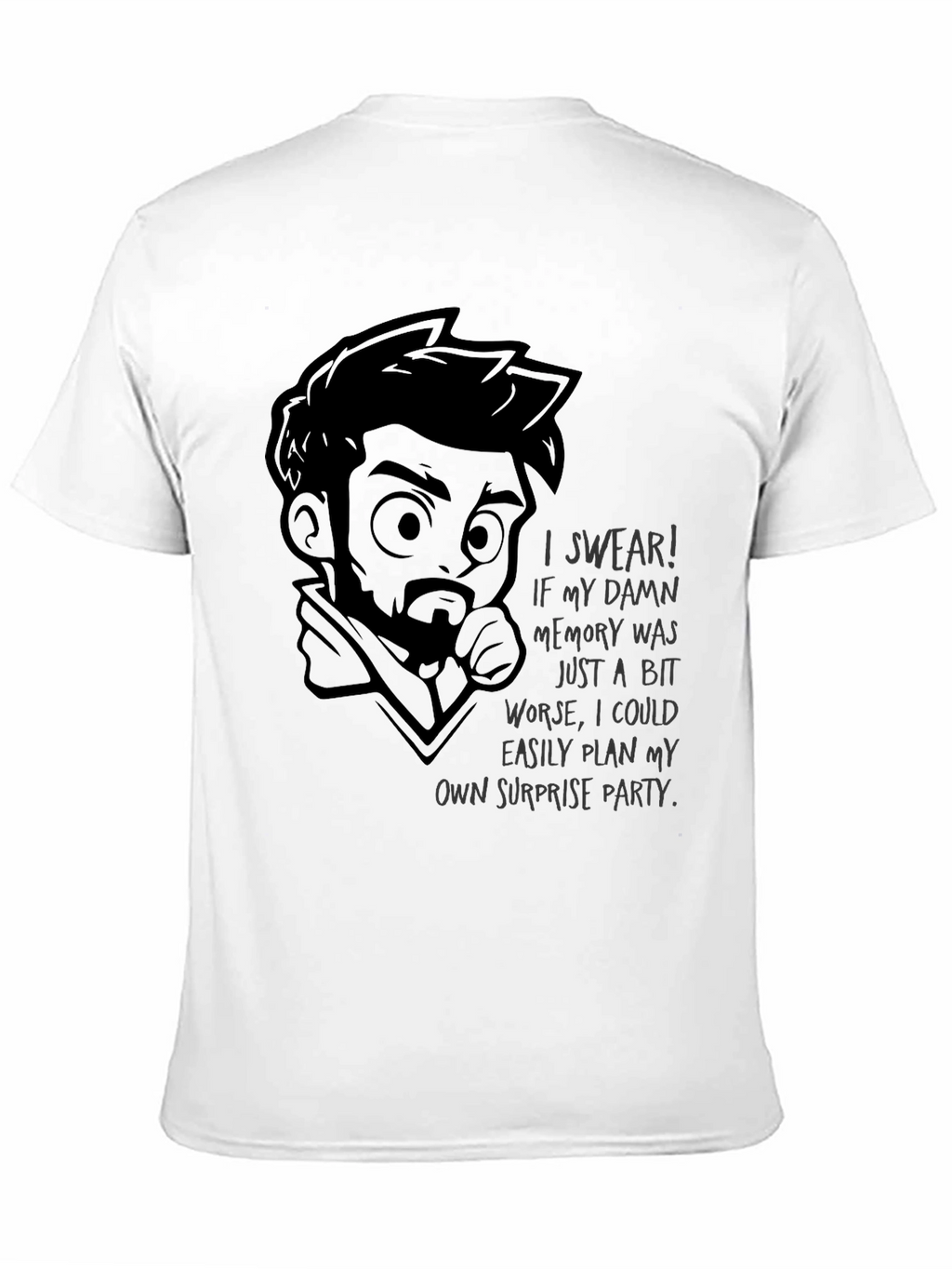 Humorous Bad Memory Graphic T-Shirt - Black