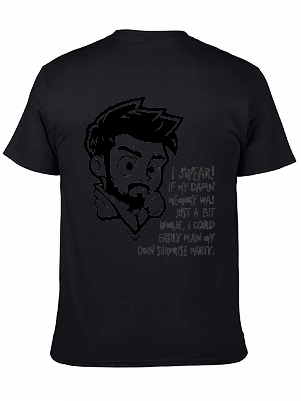 Humorous Bad Memory Graphic T-Shirt - Black