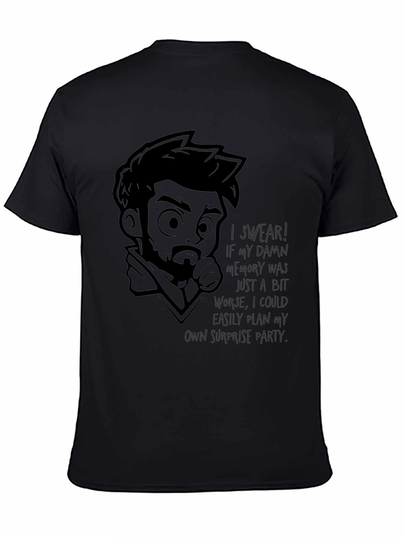 Humorous Bad Memory Graphic T-Shirt - Black