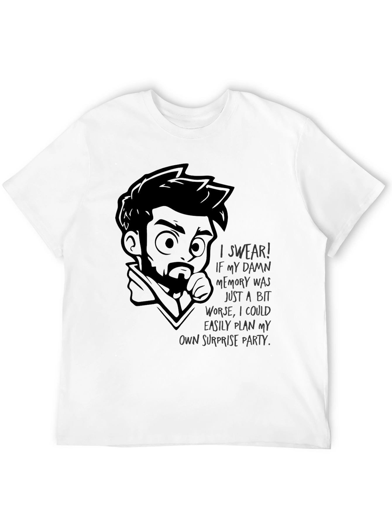 Humorous Bad Memory Graphic T-Shirt - Black
